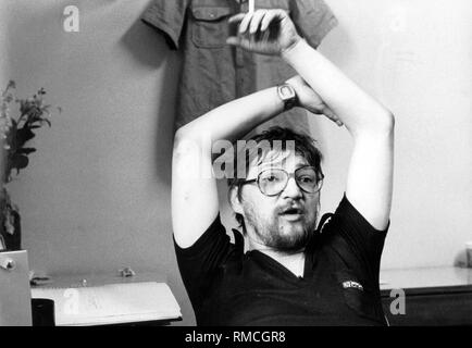 Rainer Werner Fassbinder (1945-1982), a German director, actor and screenwriter. The photo was taken during the shooting of the film 'Despair'. (director: Rainer Werner Fassbinder, Germany 1978) Stock Photo