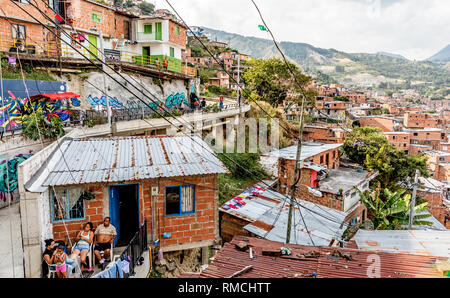 Homes in Comuna 13 Medellin Colombia South America Stock Photo