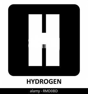 The black and white Hydrogen symbol illustration Stock Vector