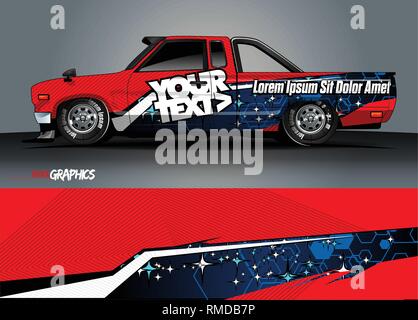 car wrap design. simple lines with abstract background vector concept for vehicle vinyl wrap and automotive decal livery Stock Vector