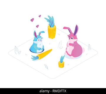 Happy Easter - modern colorful isometric vector illustration Stock Vector