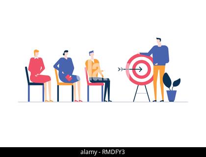 Business coaching - flat design style conceptual colorful illustration Stock Vector