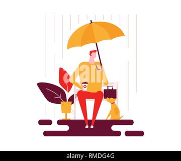 Rainy day - colorful flat design style illustration Stock Vector