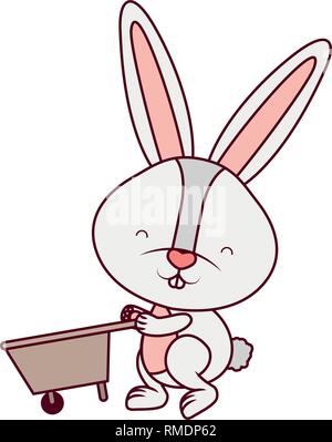 bunny with wheelbarrow isolated icon Stock Vector