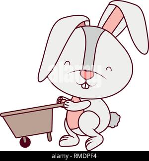 bunny with wheelbarrow isolated icon Stock Vector