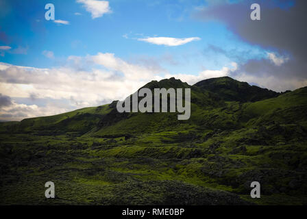 Landscape of Lakagigar valley and Laki craters in central Iceland Stock Photo