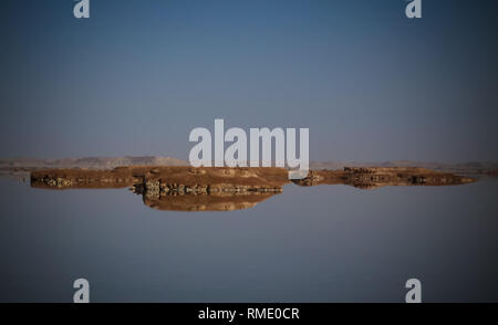 Panorama of Zaytun lake near Siwa oasis in Egypt Stock Photo