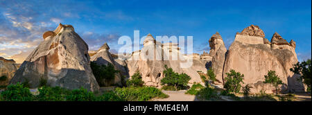 Pictures & images of the fairy chimney rock formations and rock pillars of “Pasabag Valley” near Goreme, Cappadocia, Nevsehir, Turkey Stock Photo