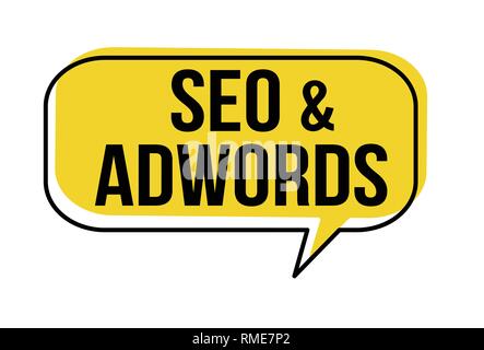 Seo and adwords speech bubble on white background, vector illustration Stock Vector
