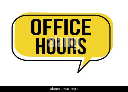 Office hours speech bubble on white background, vector illustration Stock Vector