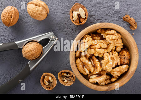 Walnut with walnut. Peeled walnut. Vegetarian food. Natural product. Stock Photo
