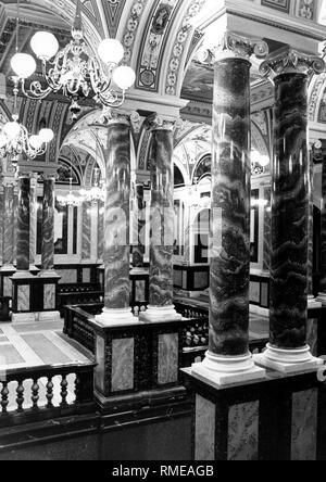 Foyer of the reconstructed Semperoper on the Theaterplatz in Dresden. Stock Photo