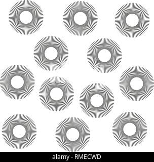 Vintage monochrome sunburst, starburst, bursting rays. Trendy cool design element isolated on white. Stock Vector