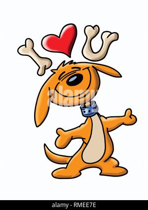 Cartoon puppy showing his love with arms wide open vector illustration Stock Vector