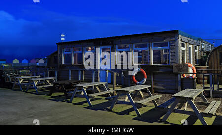 Fish Shack Amble in the   Amble is a small town on the north east coast of Northumberland in North East England This is a fish restaurant. Cw 6608 Stock Photo