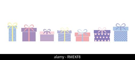 set of bright colorful gifts present for birthday and christmas vector illustration EPS10 Stock Vector