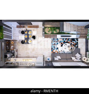 3d render home floor plan Stock Photo