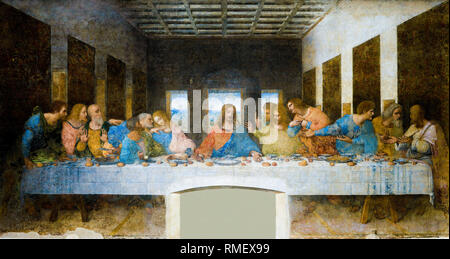 Leonardo da Vinci, The Last Supper, Renaissance painting, 1494-1498 Stock Photo