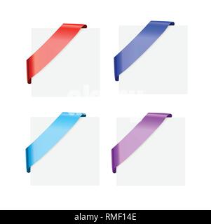 Silk corner ribbons multicolor set - Vector design elements for design Stock Vector