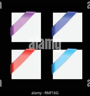 Silk corner ribbons multicolor set - Vector design elements for design Stock Vector