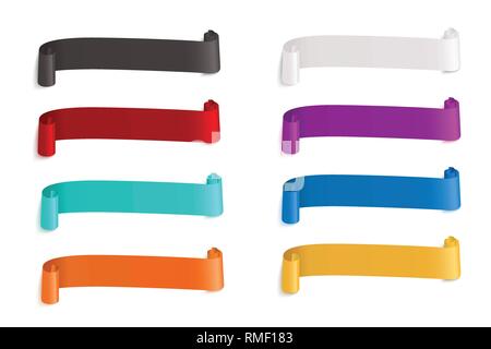 Vector ribbons banners. Illustration set of multicolor tape Stock Vector
