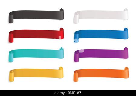 Vector ribbons banners. Illustration set of multicolor tape Stock Vector