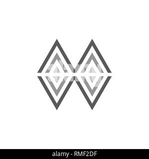 triangle stripes geometric letter mw logo vector Stock Vector