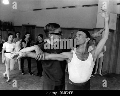 Ballet master Victor Gsovsky and a ballet dancer. Stock Photo