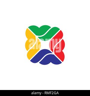 colorful curves geometric square logo Stock Vector