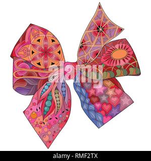 Zentangle stylized bow-knot. Hand Drawn lace vector illustration Stock Vector