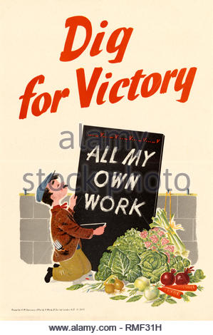 Dig for Victory - British World War 2 Public Information Propaganda poster Stock Photo