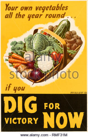 Dig for Victory - British World War 2 Public Information Propaganda poster Stock Photo