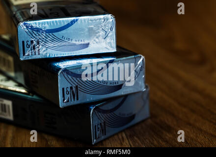 A pack of Philip Morris International Inc. L&M Loft cigarettes seen in a Tobacco Store. Stock Photo