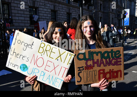London, UK. 15th Feb 2019. Thousands protesters attend the Youth Strike 4 Climate demand world leaders to act now at Parliament Square on 15 Feb 2019, London, UK Credit: Picture Capital/Alamy Live News Stock Photo