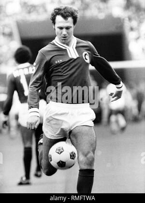 Franz Beckenbauer for the first time with Cosmos New York as a guest in Germany (Munich). Stock Photo