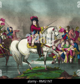 BATTLE OF THE BOYNE 1 July 1690. William III of Orange leads his ...
