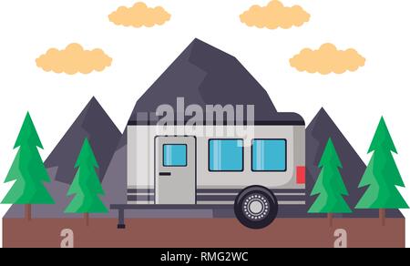 camper trailer mountains trees Stock Vector Image & Art - Alamy