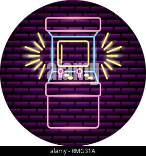 arcade machine video game neon Stock Vector