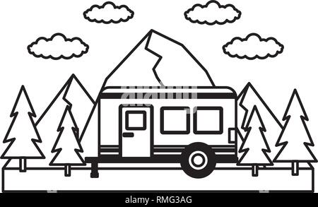 camper trailer mountains trees Stock Vector Image & Art - Alamy