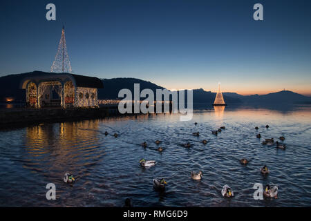 Christmas decoration light at lake Wörthersee in Carinthia/Austria Stock Photo