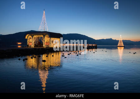 Christmas decoration light at lake Wörthersee in Carinthia/Austria Stock Photo