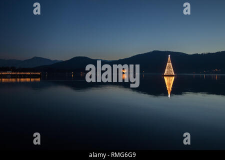 Christmas decoration light at lake Wörthersee in Carinthia/Austria Stock Photo