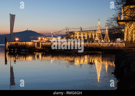 Christmas decoration light at lake Wörthersee in Carinthia/Austria Stock Photo