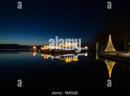 Christmas decoration light at lake Wörthersee in Carinthia/Austria Stock Photo