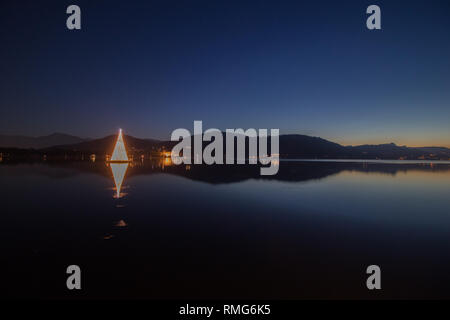 Christmas decoration light at lake Wörthersee in Carinthia/Austria Stock Photo