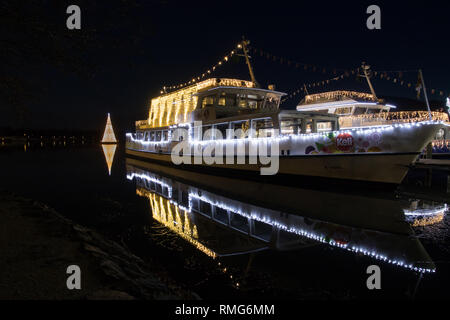 Christmas decoration light at lake Wörthersee in Carinthia/Austria Stock Photo