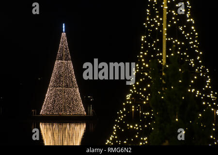 Christmas decoration light at lake Wörthersee in Carinthia/Austria Stock Photo