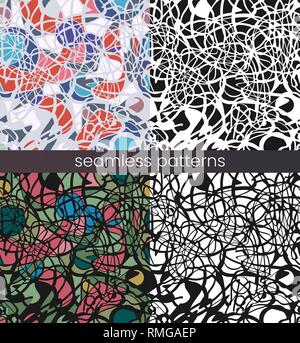 Vector seamless mosaic pattern set. Broken glass. Abstract mosaic pattern Stock Vector