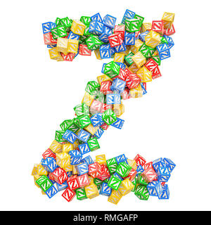 Letter Z, from ABC Alphabet Wooden Blocks. 3D rendering isolated on white background Stock Photo