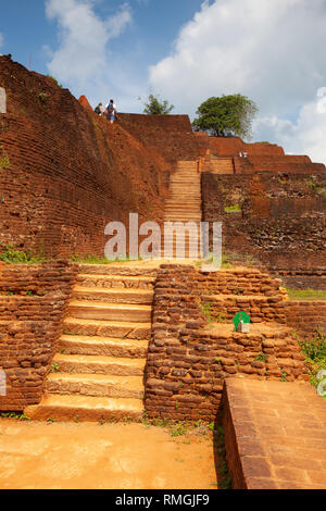 Sigiriya, Sri Lanka - January 22,2019: Ruins on top of Sigiriya Lion's rock palace The name refers to a site of historical and archaeological signific Stock Photo